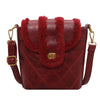 Ladies Rhomboid Plush Side Car Stitching Solid Color Bag