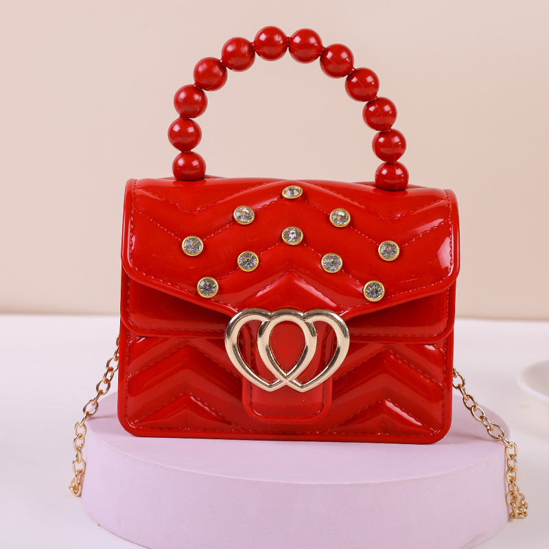 One Shoulder Messenger Mini Chain Key Pearl Jelly Bag