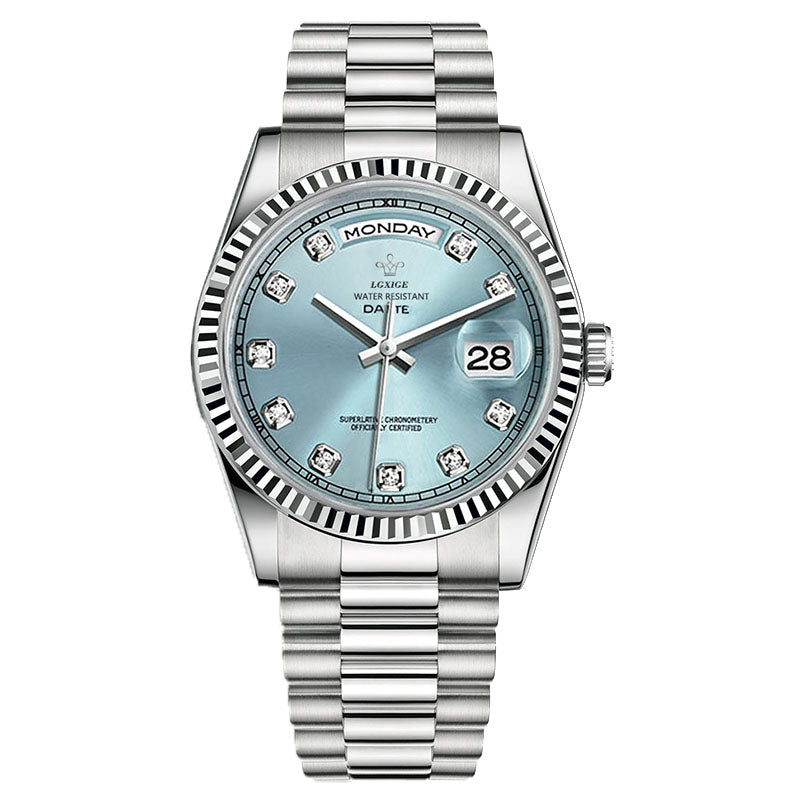 Men's Personality Diamond Engraved Waterproof Stainless Steel Watch