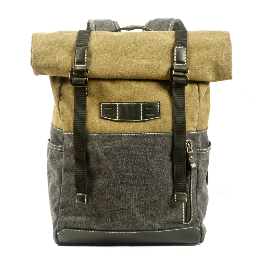 British Retro Outdoor Outfit Hit Color Backpack Large Capacity Canvas Travel Mountaineering