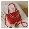 Pleated Handbag Chain Embellished One-Shoulder Span