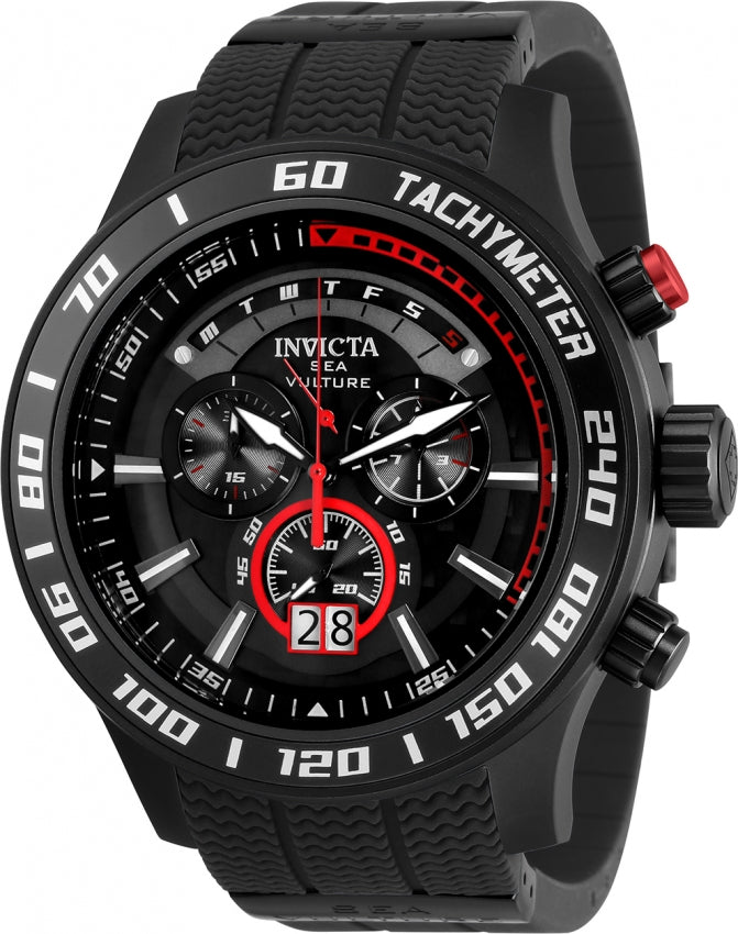 Invicta Sea Vulture Chronograph Black Dial Quartz 35026 100M Men's Watch