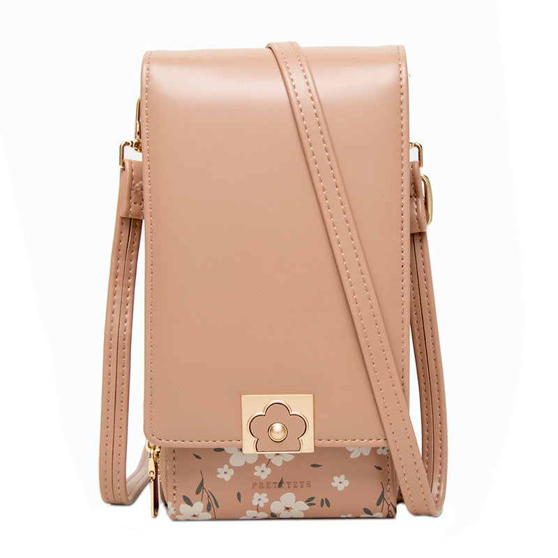 Korean Style PU Double Zip Flap Shoulder Crossbody Bag