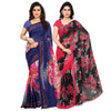 PACK OF 2 - Women's Bhagalpuri Georgette Saree Indian Traditional Saree Wedding Dress Handmade Famous Actress Style Party Wear Free Size  Ethenic Wear Clothes For Women