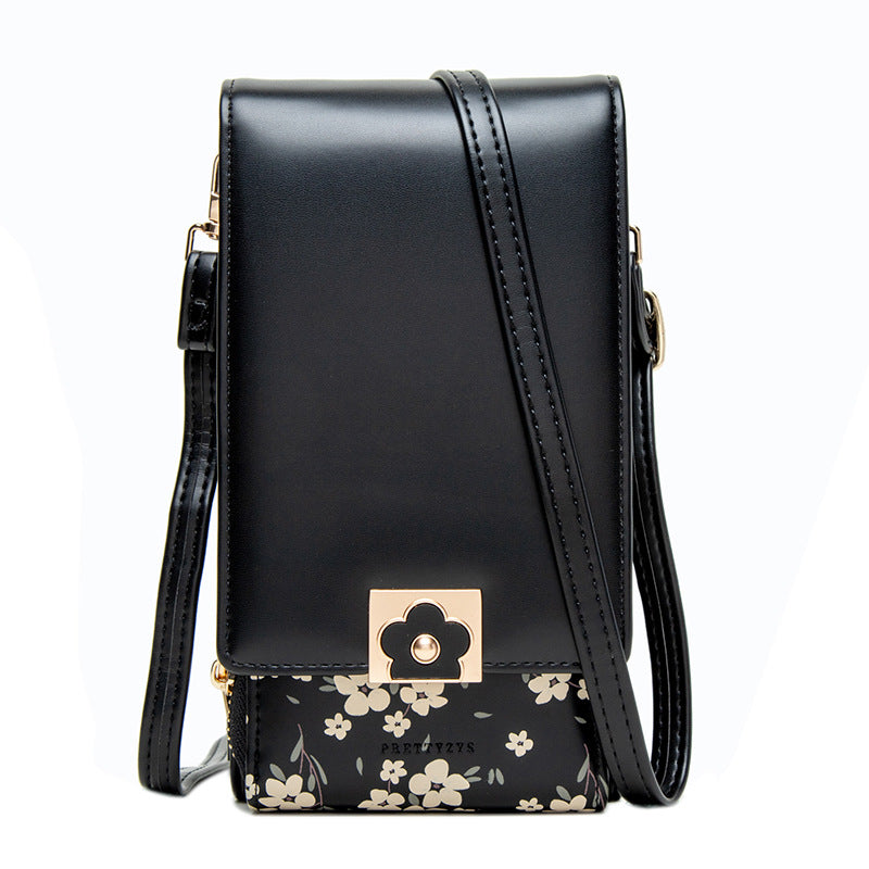 Korean Style PU Double Zip Flap Shoulder Crossbody Bag