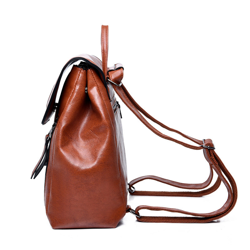 New Women's Bag Fashion Oil Wax Backpack