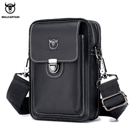 Men Vintage Zipper Buckle Design Multi Pocket Business Leather Chest Bag