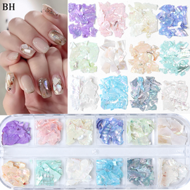 Abalone Shell Nails Stone Flakes Mermaid Gradient Fragment 3D Slices Flakes Nail Art