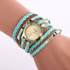 Women Casual Snake Print Braided Leather Strap Bracelet Watch