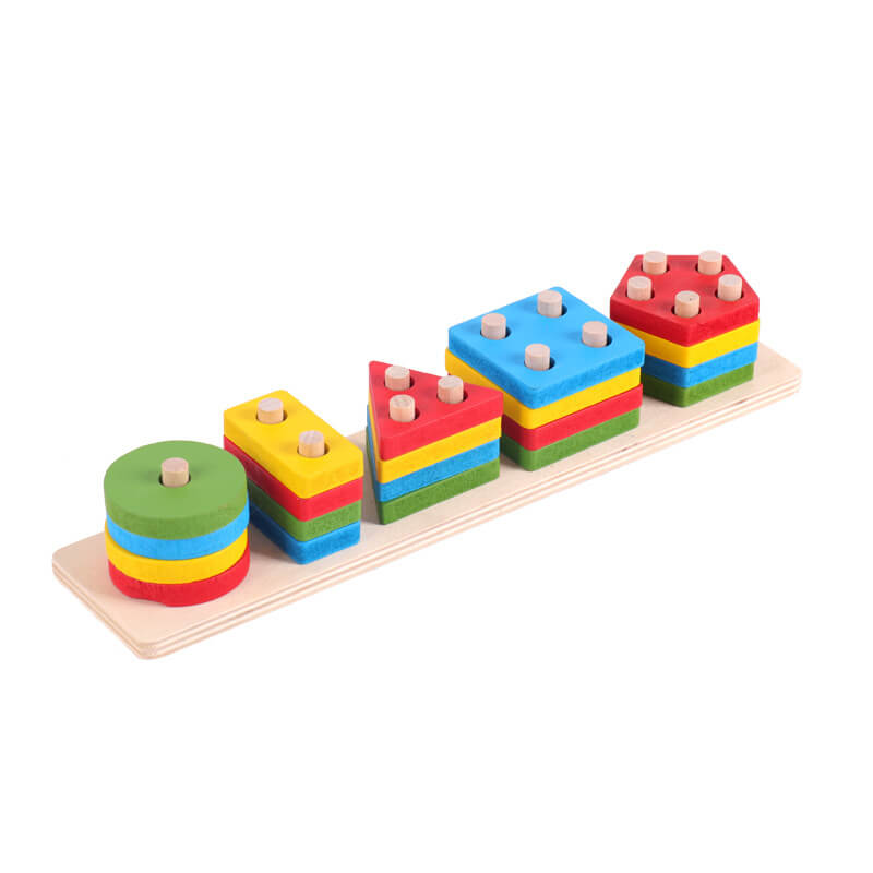 Kids Funny Geometric Shape Puzzle Building Block Toy Set (2 sets)