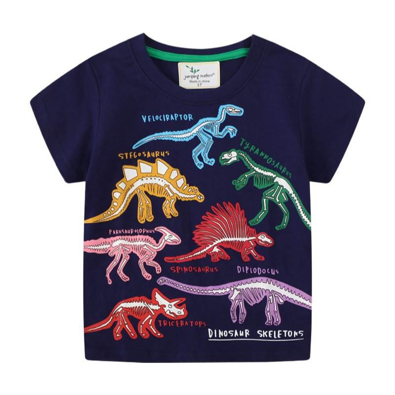 Kids Boys Casual Round Neck Short Sleeve Dinosaur Pattern T-Shirt