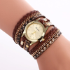 Women Casual Snake Print Braided Leather Strap Bracelet Watch