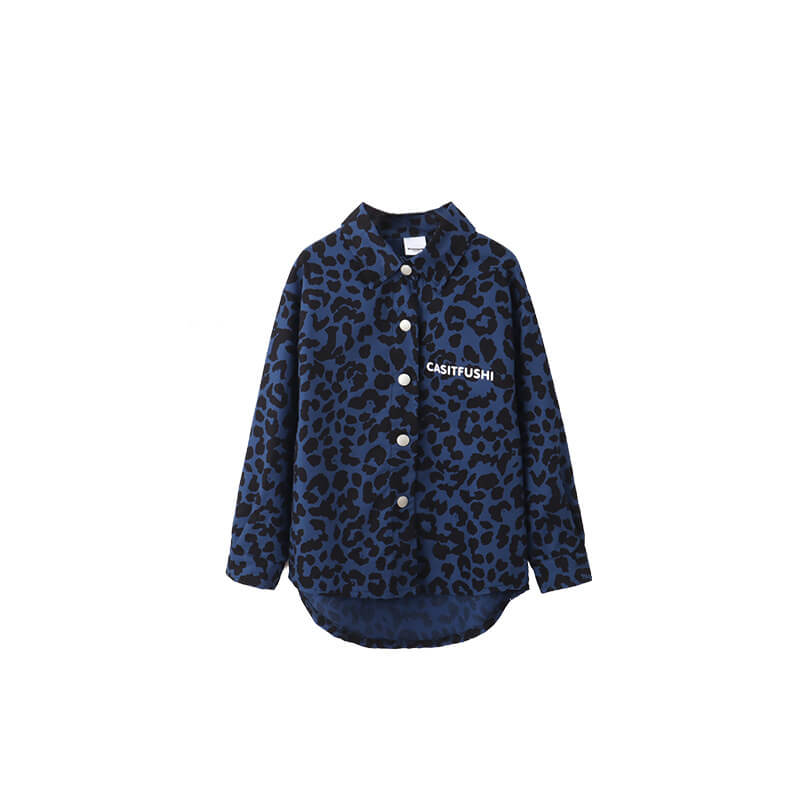 Kids Casual Long Sleeve Letter Pattern Single-Breasted Shirt