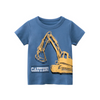 Boys Basic Round Neck Short-Sleeved Cartoon Excavator T-Shirt