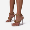 Plus Size Women Fashion Square Toe Chain Buckle Open Toe Heeled Sandals