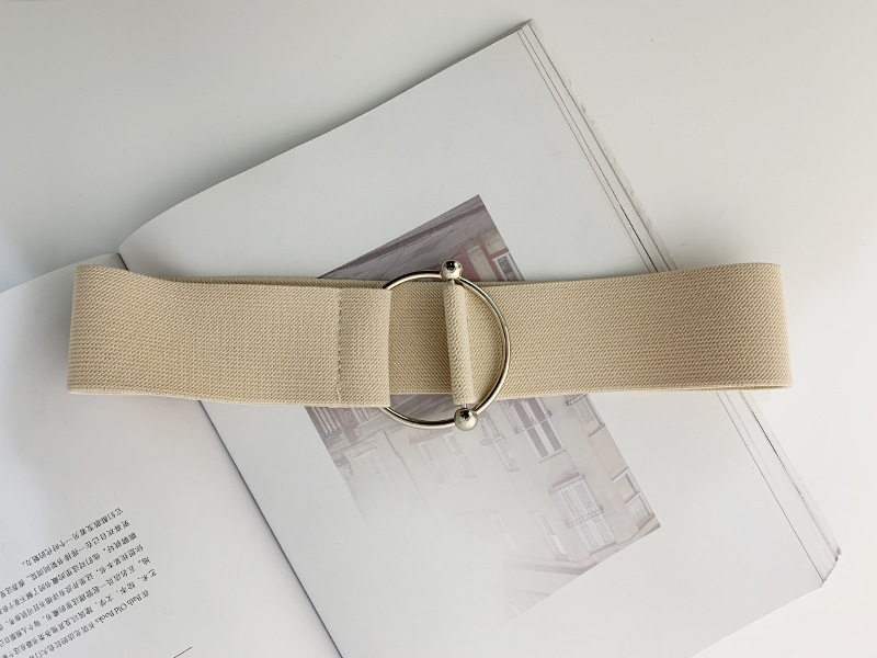 Women Simple Solid Color Elastic Elastic Round Buckle Webbing Belt ( 2 sets )