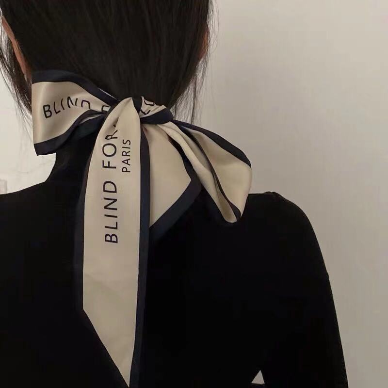 Women Retro Letter Pattern Hair Ribbon