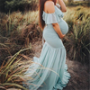 Women Fashion Solid Color Strap Ruffled Maternity Dresses