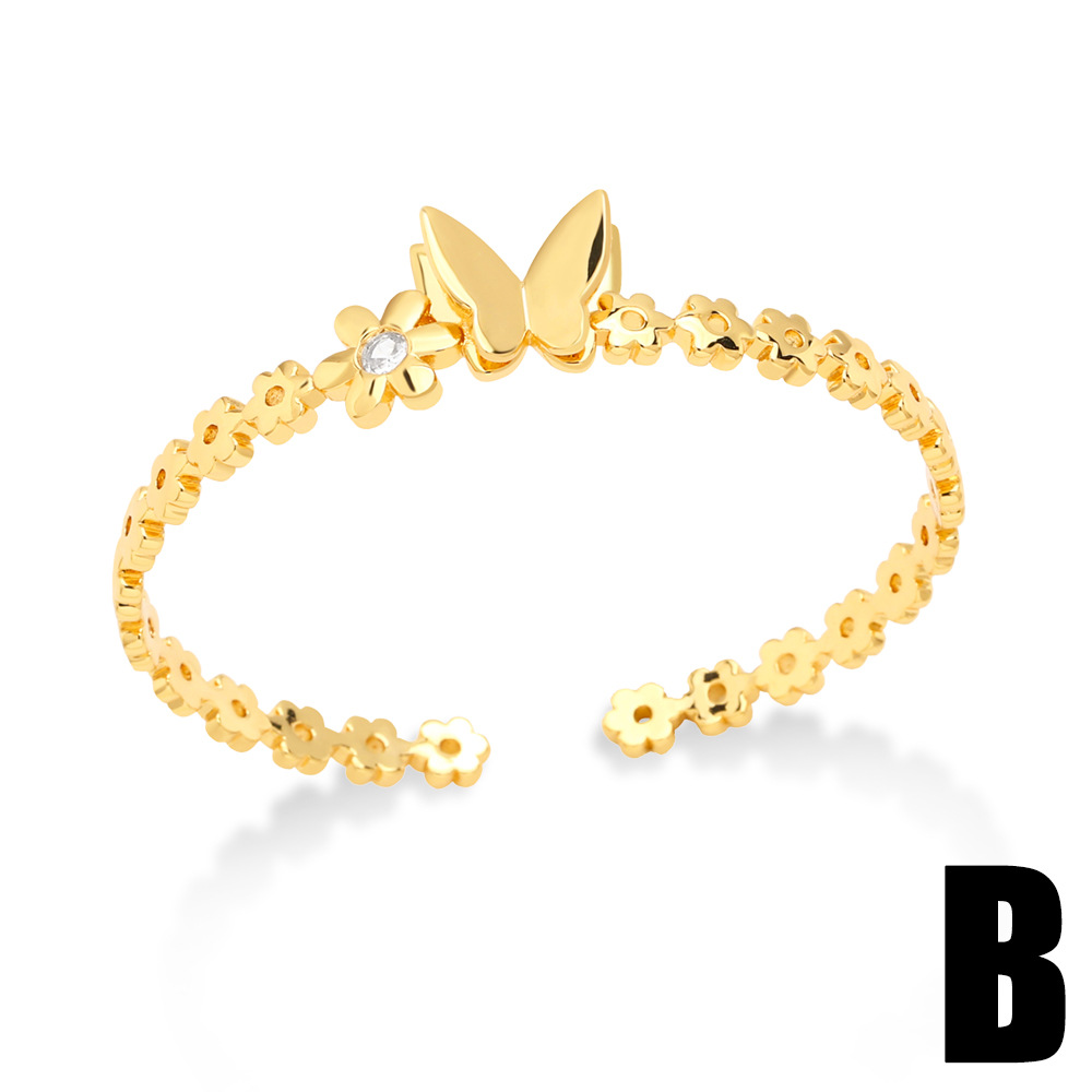 Women'S Fashion Simple Butterfly Floral Inlaid Zircon Bracelet