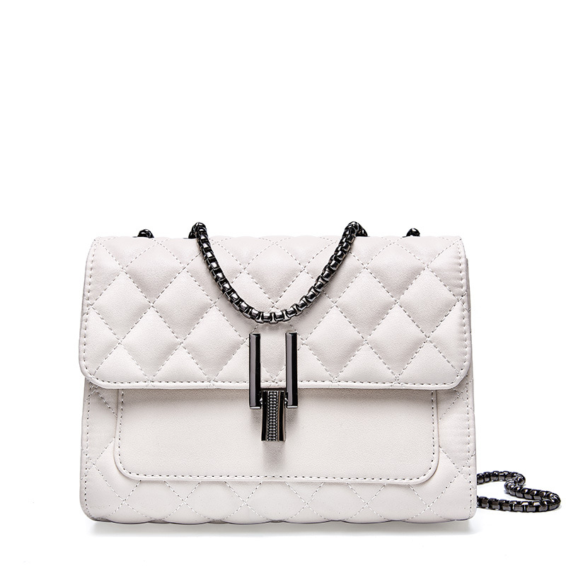 Women Lozenge Pattern Chain Genuine Leather Messenger Bags