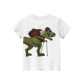 Kids Boys Casual Round Neck Short Sleeve Cartoon Dinosaur T-Shirt