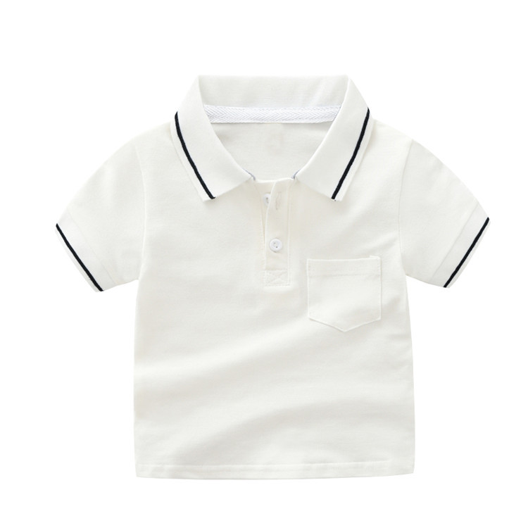 Kids Boys Basic Lapel Short Sleeve Stripe Color Blocking Casual T-Shirt
