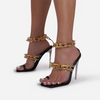 Plus Size Women Fashion Square Toe Chain Buckle Open Toe Heeled Sandals