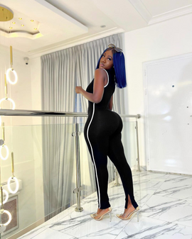 Women Fashion Simple Solid Color Slit Sleeveless Sports Athleisure Jumpsuits