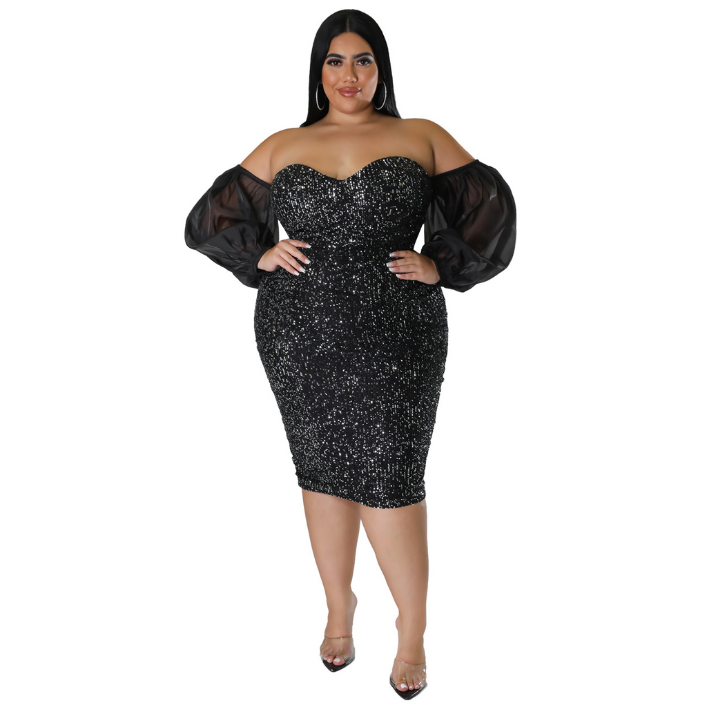 Women'S Sexy One Shoulder Sequined Dress