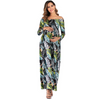 Women Fashion Leaf Printed Off-The-Shoulder Maternity Dress