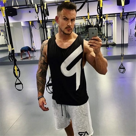 Men Fashion Letter Printed Round Neck Loose Tank