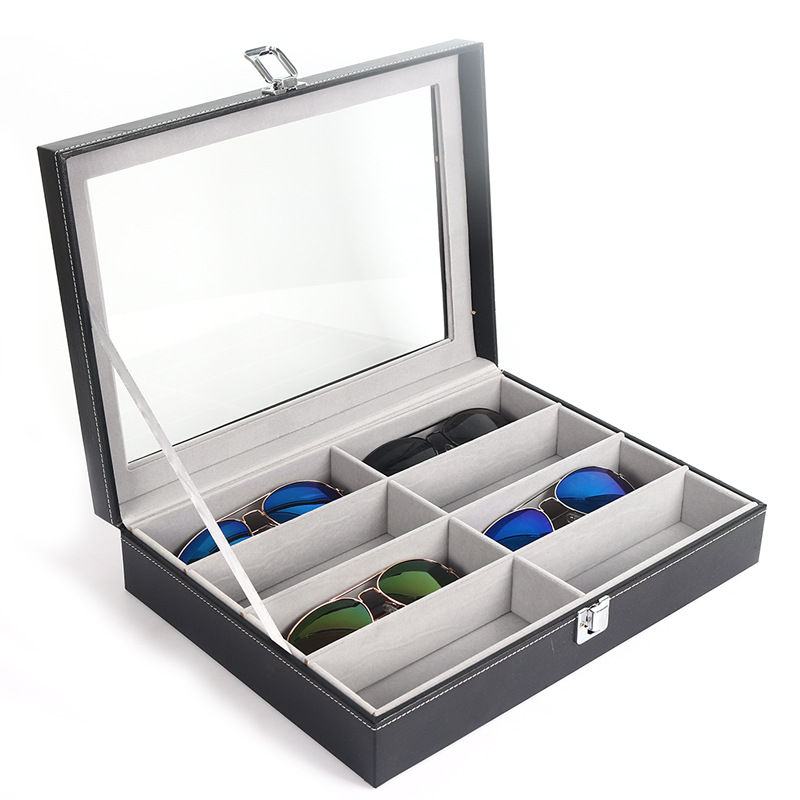 Top Grade Fashion Solid Color PU Leather Sunglasses Storage Box Display