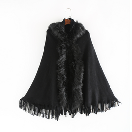Fashion Solid Color Women Winter Warm Fur Collar Shawl