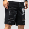 Men Fashion Print Ripped Denim Shorts