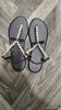 Plus Size Women Fashion Flat Thong Thong Bowknot Pearl Beaded Flat Sandals