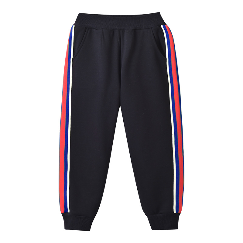 Boys Casual Loose Stripe Color Blocking Warm Sweatshirt