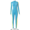 Women Athleisure Color Blocking Long Sleeves Lapel Zipper Sports Jumpsuits