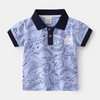 Kids Boys Cute Cartoon Dinosaur Pattern Lapel Short Sleeve T-Shirt