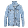 Men Cotton Ripped Denim Jacket