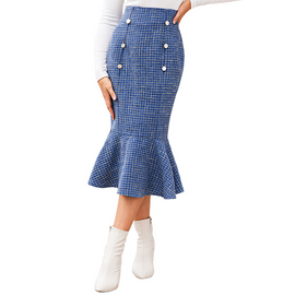 Women Vintage Sexy Elegant Ruffled Fishtail Design Midi Skirt