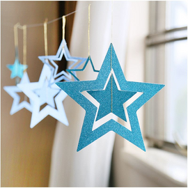 7pcs Creative Hollow Pentagram Star Hanging Decoration ( 2 sets )