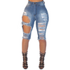 Women Fashion Medium-Waisted Ripped Denim Pirate Shorts