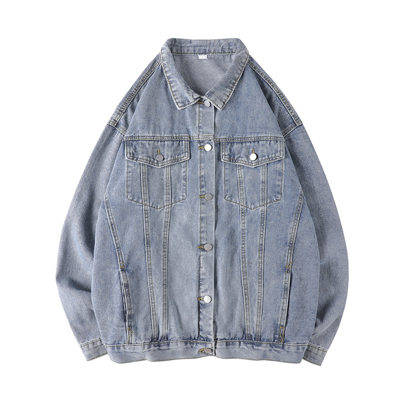 Men Vintage Long Sleeve Lapel Single-Breasted Pocket Design Loose Washed Jacket