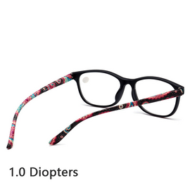 Older Person High Quality Resin Squre Shape Frame Floral Pattern Reading Glasses