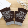 Men Winter Snowflake Pattern Warm Fingerless Knit Gloves