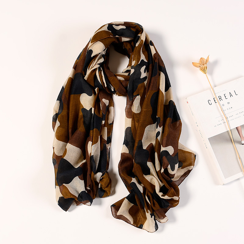 Women Autumn And Winter Cotton Linen Camouflage Graphic Scarf (2 sets)
