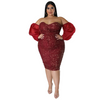 Women'S Sexy One Shoulder Sequined Dress