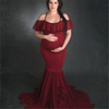 Women Fashion Solid Color Strap Ruffled Maternity Dresses