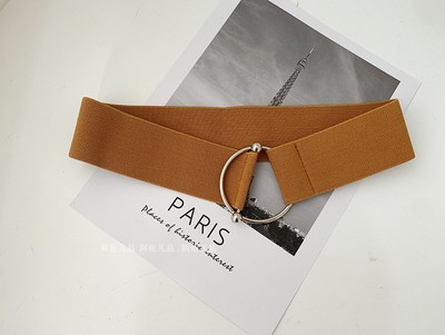 Women Simple Solid Color Elastic Elastic Round Buckle Webbing Belt ( 2 sets )
