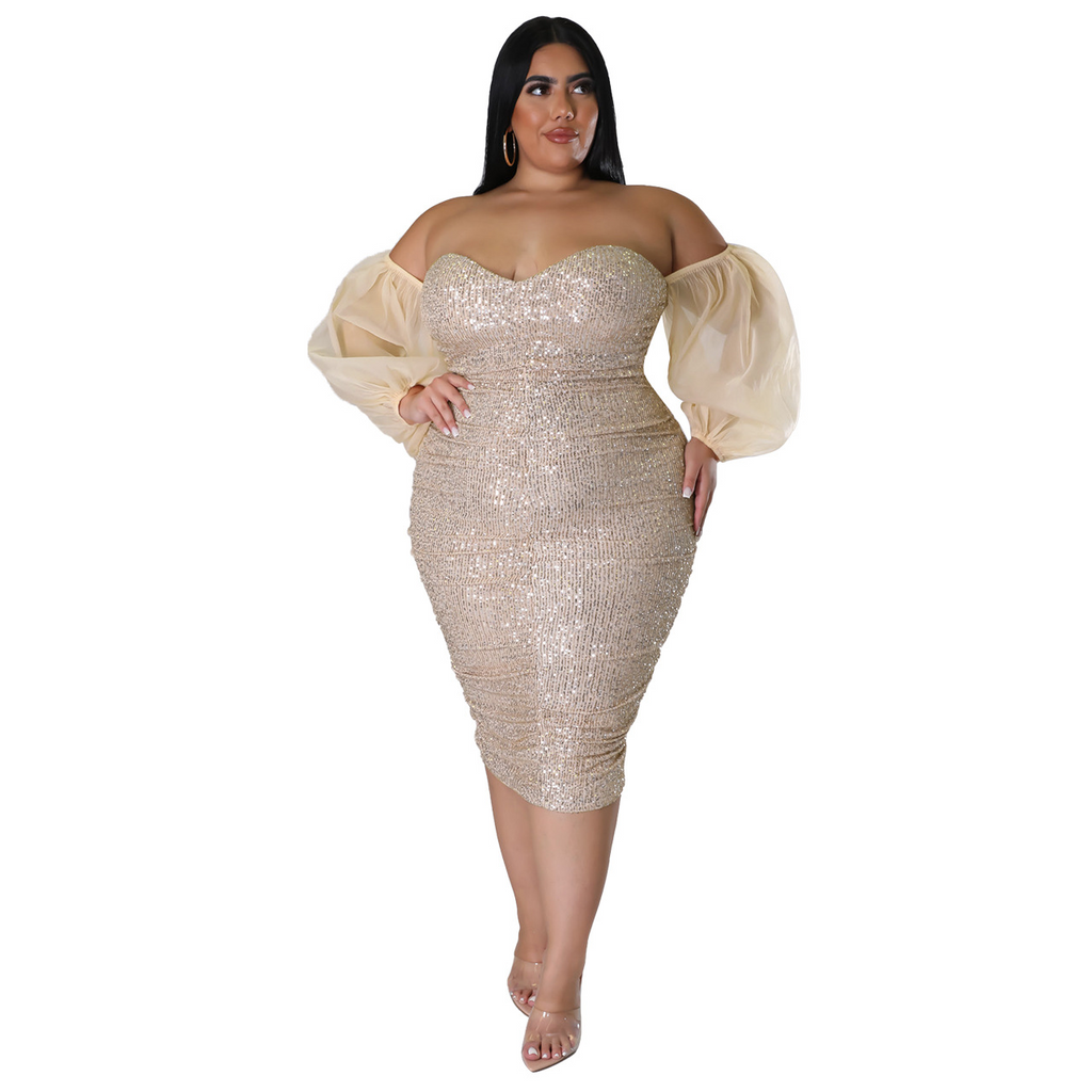 Women'S Sexy One Shoulder Sequined Dress